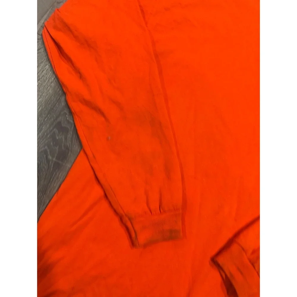 Pro Club Heavyweight Mens 2XL Orange Long Sleeve Cotton T-Shirt‎ Crew Neck